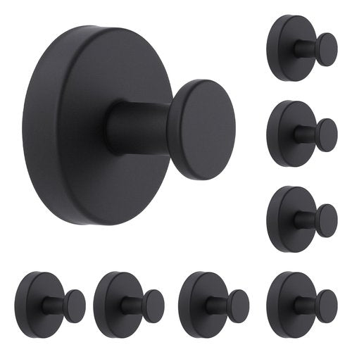 levateeta Suction Cup Hooks for Shower, 8 Pack Removable Hooks for Bathroom Walls & Glass Door – Robes, Loofahs, Towel Hook for Hanging, Black