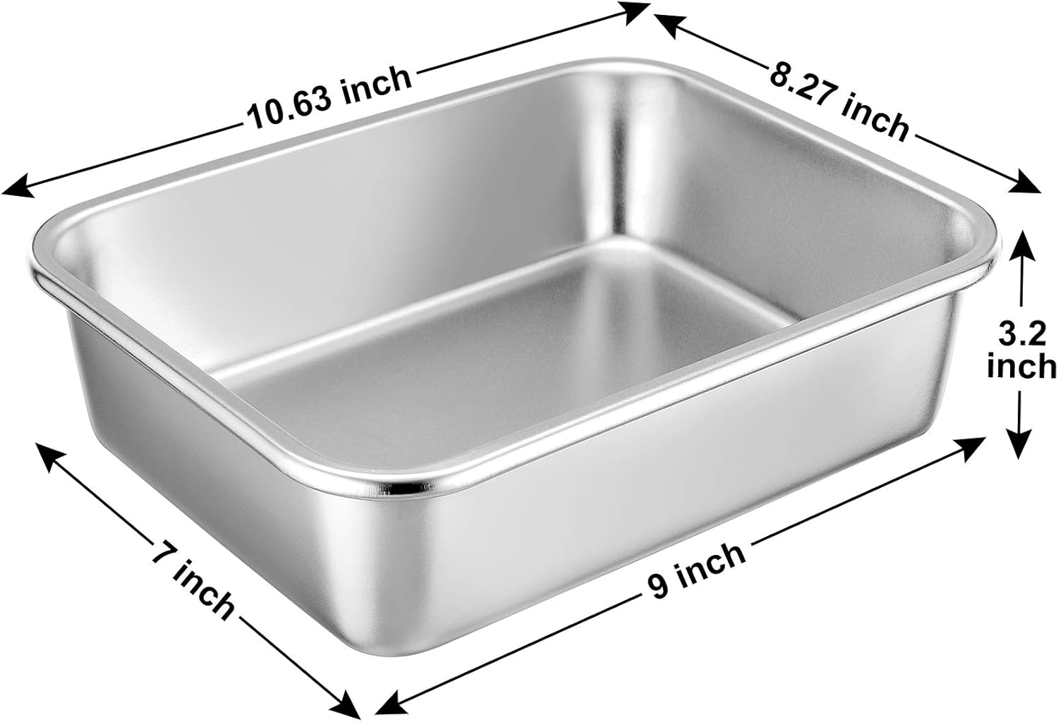P&P CHEF Lasagna Pan - Heavy Duty Stainless Steel Baking Sheet | Oven & Dishwasher Safe, 10.7" L x 3.2" H