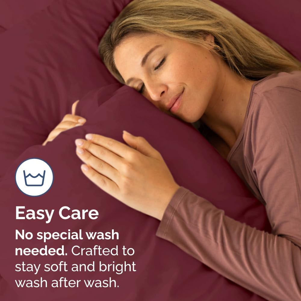 Queen Pillow Cases Set of 4 - Ultra Soft Hotel Quality Covers | Wrinkle-Free, Stain & Fade Resistant - Burgundy