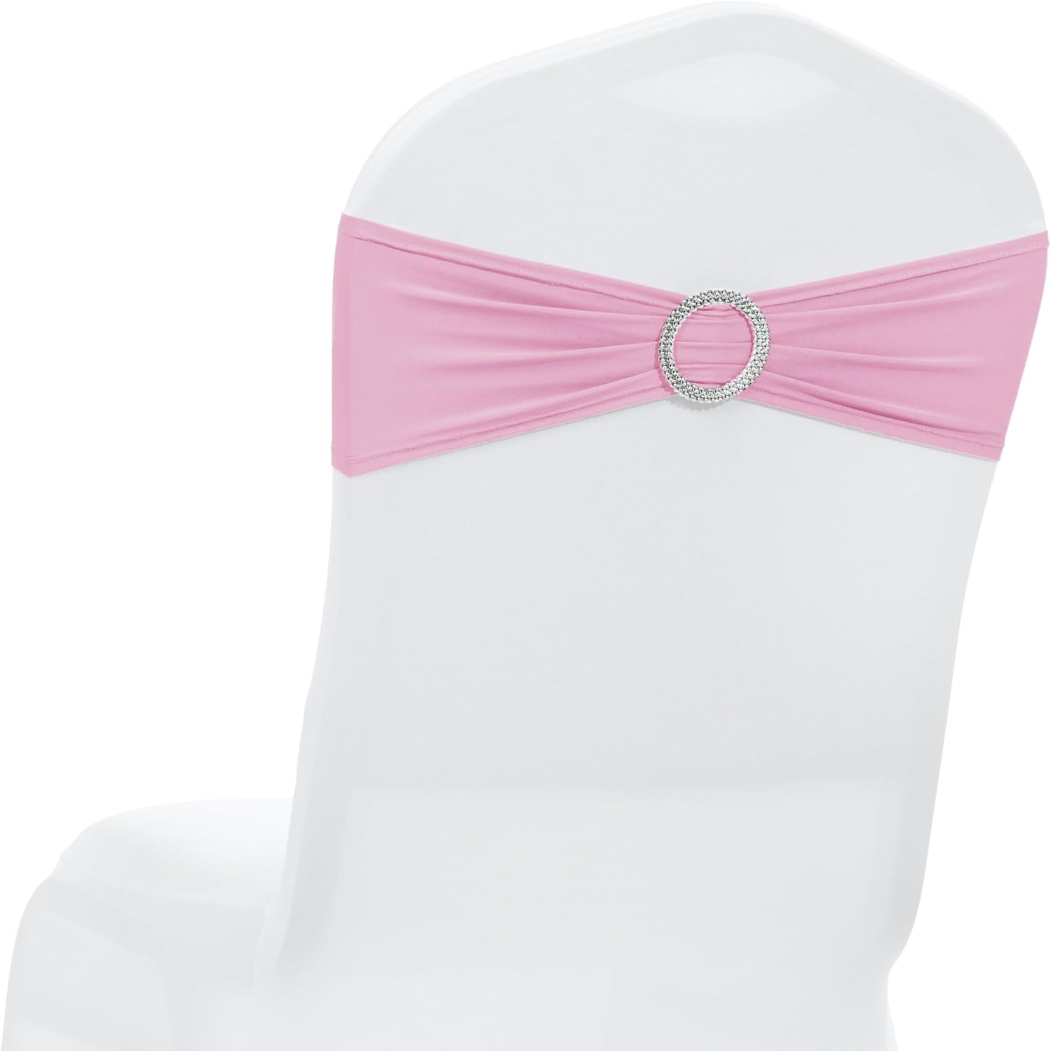 MDS Spandex Chair Sashes - Premium Stretch Covers with Buckle Slider for Weddings & Events | Blush Pink, Pack of 75