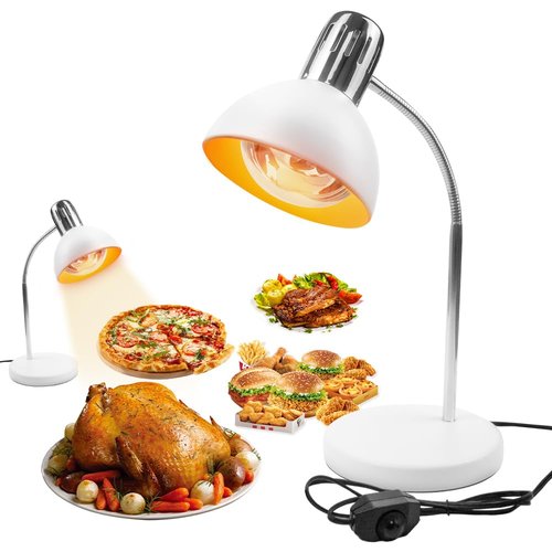 DUEBEL 275W Food Heat Lamp with Stepless Dimmer, Portable Pretzel Warmer Light with Adjustable Gooseneck & Stand, E27 Bulb for Buffet, Catering, BBQ, Concession Stand, Restaurant & Home Kitchen