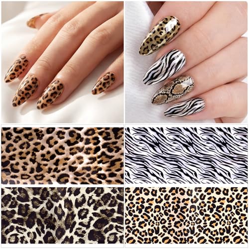SmallCat 10 Pcs Leopard Nail Transfer Foil Stickers - DIY Manicure Wraps