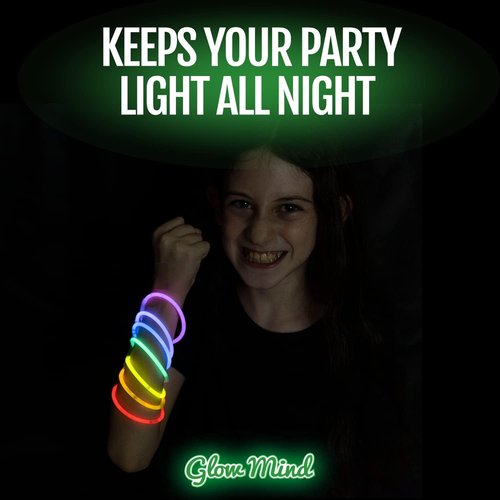 300 Ultra Bright Glow Sticks by Glowtastic - Halloween Glow in the Dark Party Supplies | 8-Inch Glowsticks with Bracelets & Necklaces