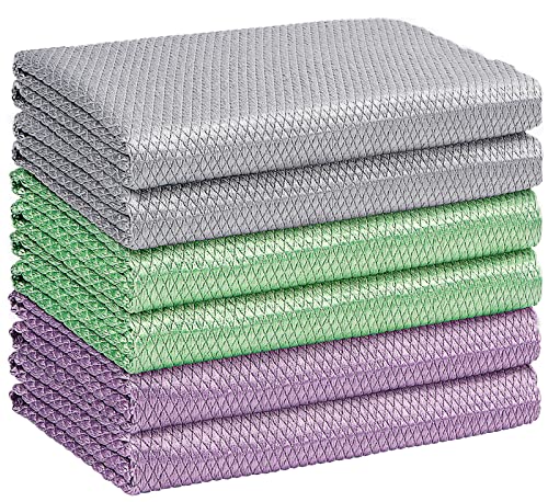 HOMEXCEL Multicolor Glass Cleaning Cloths - 6 Pack, Lint-Free Towels