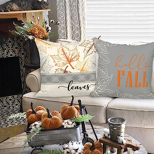 Ywlake Set of 4 Hello Pumpkin Fall Pillow Covers 16x16