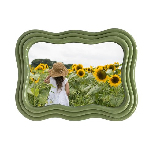 Isaac Jacobs 4x6 Green Curved Deco Frame for Tabletop and Wall Display, Decorative Art, Design, Home Décor, Gift (4x6, Green)