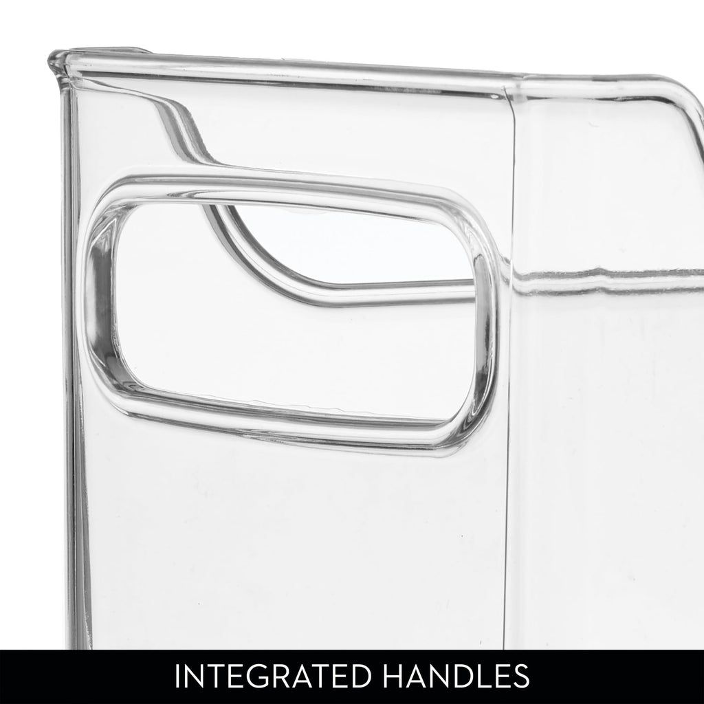 iDesign Stackable Plastic Pantry Bin with Handles for Cabinets or Fridge, Set of 2, Clear, Made in USA