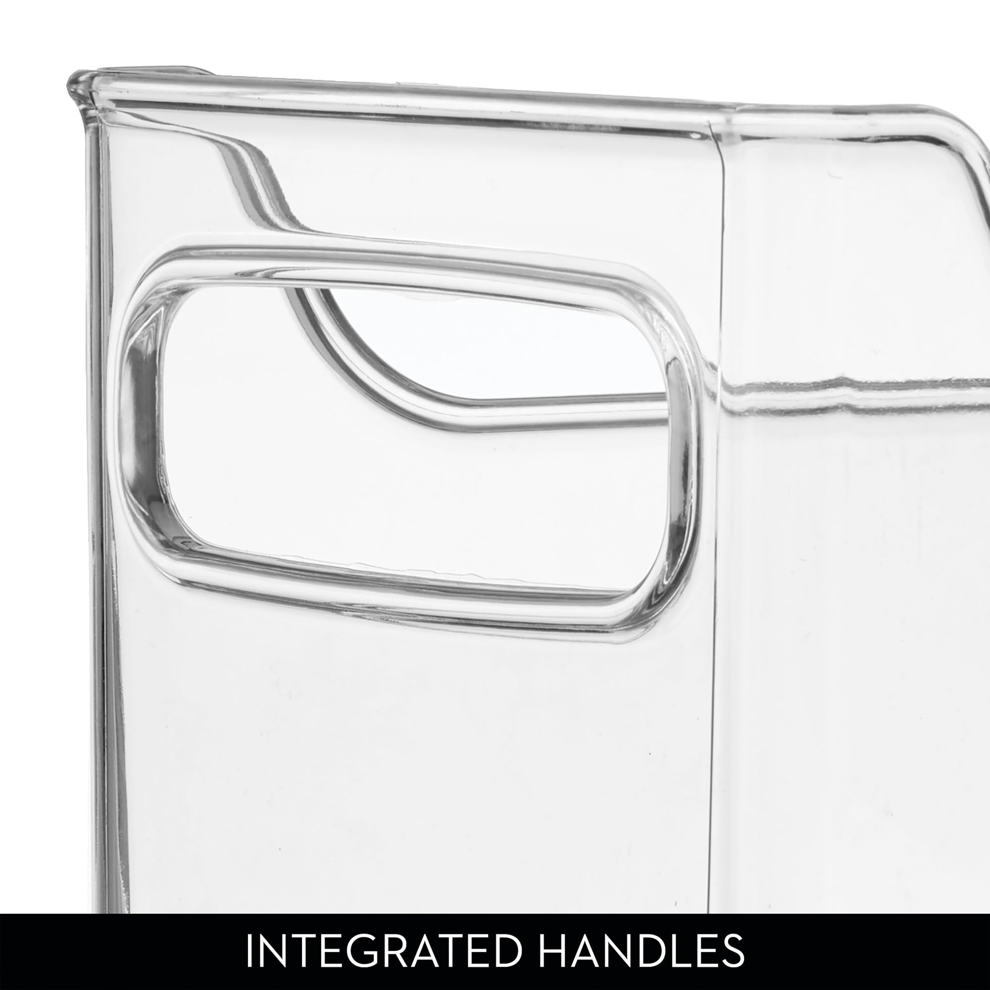 iDesign Stackable Plastic Pantry Bin with Handles for Cabinets or Fridge, Set of 2, Clear, Made in USA