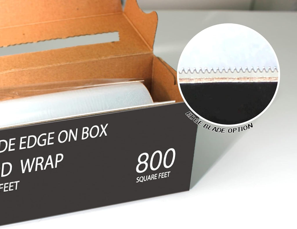 Plastic Food Wrap | 800 SQ. FT. BPA-Free with Optional Slide Cutter - Extra Cling, No Mess, Clear