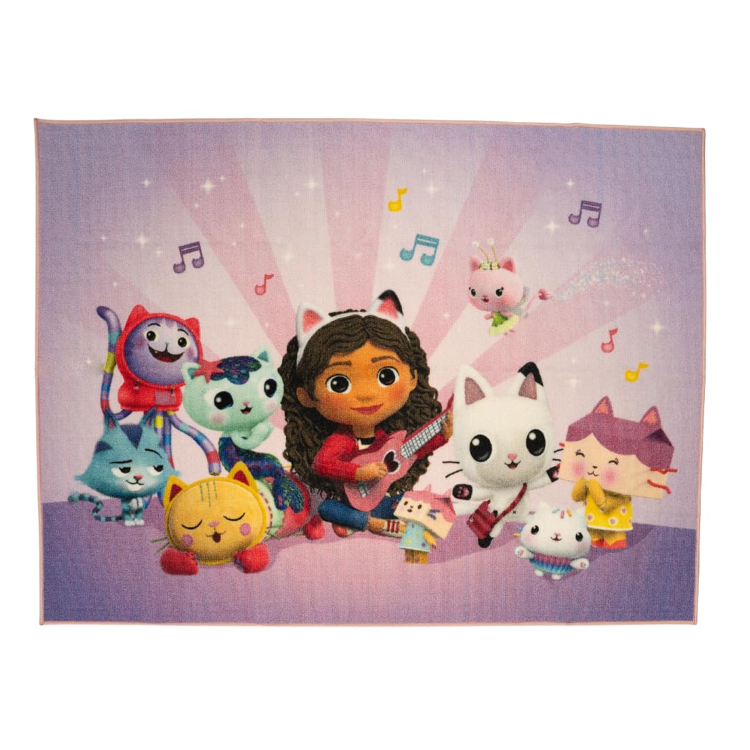 DreamWorks Gabby's Dollhouse Kids Room Non Slip Area Rug, 69 in x 52 in, (Official Licensed Product) By Franco