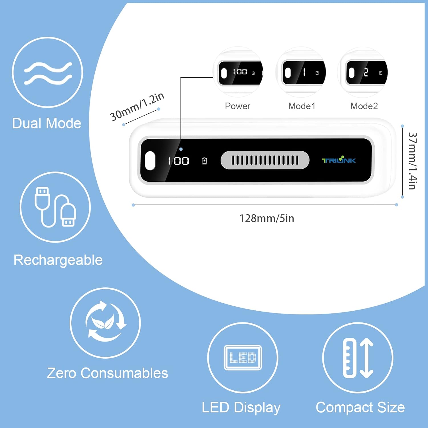 Skiennix Mini USB Fridge Deodorizer - Rechargeable Odor Eliminator with LED Display | Effective for Fridge, Car, Closet