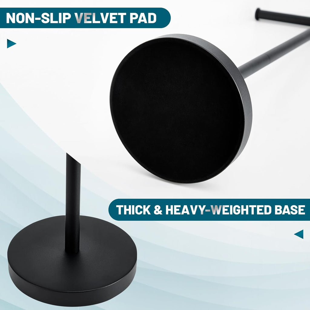 Skiennix Toilet Paper Holder - Free Standing Design with Stable Weighted Base | Rustproof Black Finish