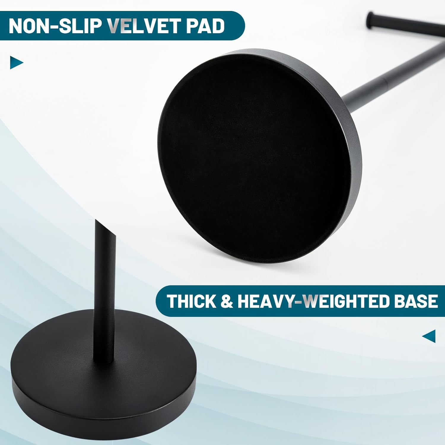 Skiennix Toilet Paper Holder - Free Standing Design with Stable Weighted Base | Rustproof Black Finish