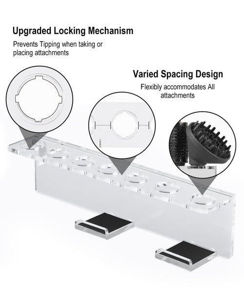 Storage Holder Wall Mount for Dyson Airwrap Attachment, Upgraded 7 Holes Acrylic Organizer Rack for Airwrap Styler Accessories, for Bathroom Vanity, Save Space, Crystal Clear