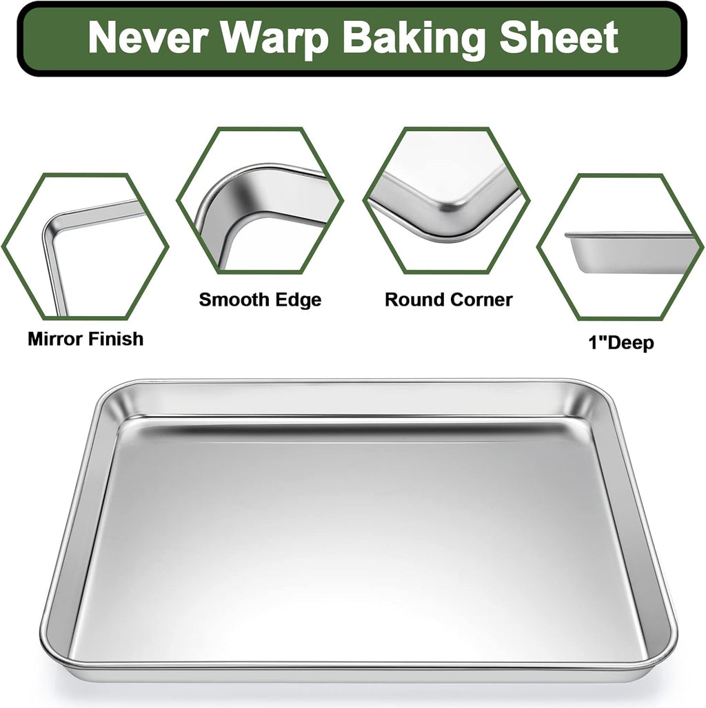 Stainless Steel Baking Sheet Set by [Brand Name] - Heavy Duty Cookie Pans with Cooling Racks & Silicone Mats - Set of 9