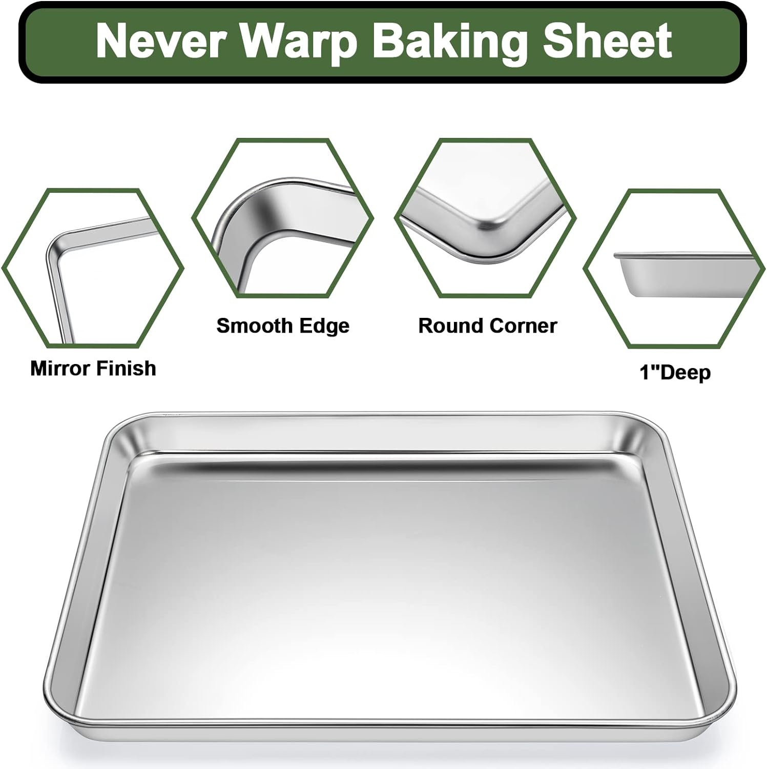 Skiennix Baking Sheet Tray Set - Heavy Duty Stainless Steel Cookie Pan with Silicone Mats | 9-Piece Set in Red