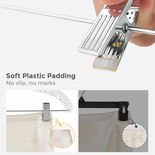 HOUSE DAY Clear Plastic Pants Hangers - Non-Slip Clips & 360° Swivel Hook | 12 Pack for Tops & Bottoms