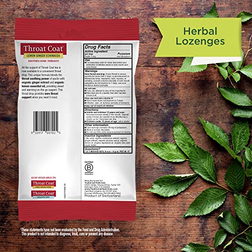 Traditional Medicinals Throat Coat Lozenges, Lemon Ginger, 60 Count Pack