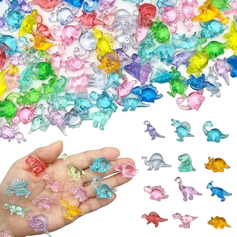 200 Pack Mini Dinosaur Figures - Multi-Colored Resin Toys for Kids