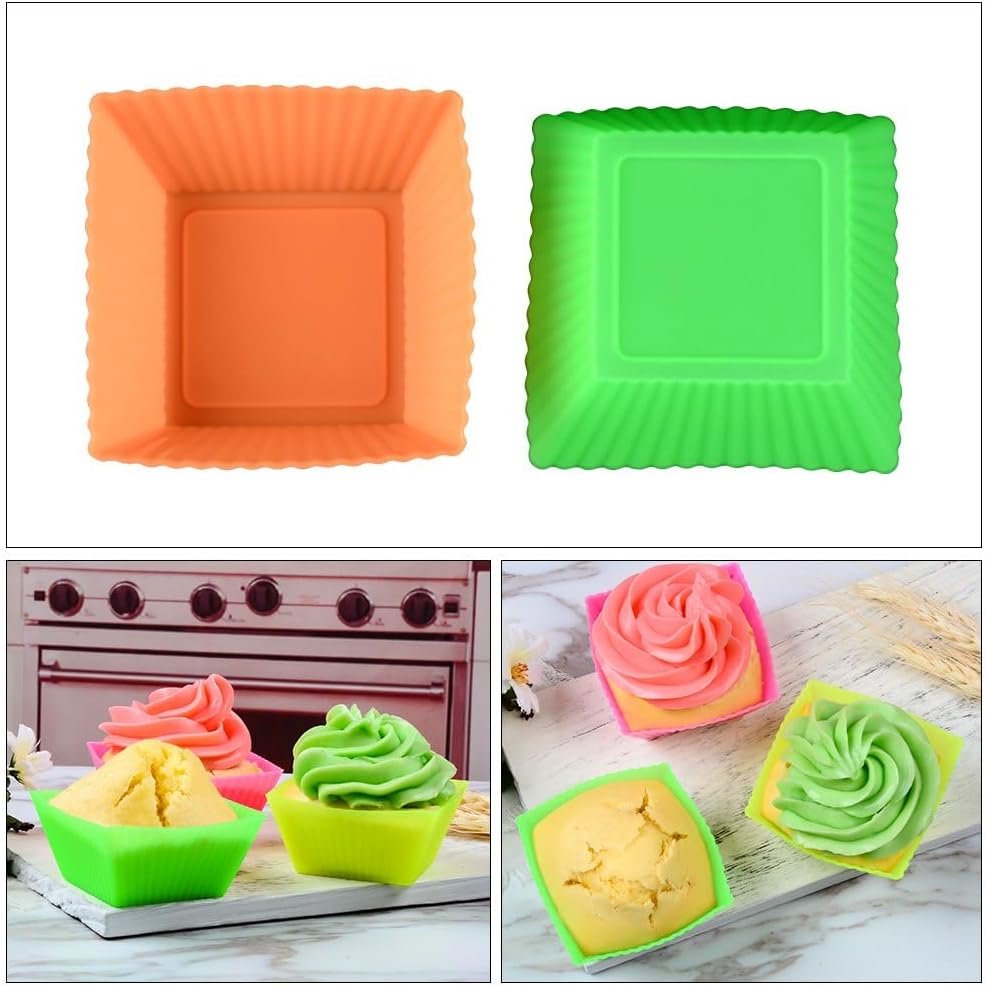 Skiennix Silicone Baking Cups - 24 Pcs Reusable Food-Grade Cupcake Liners in Assorted Shapes