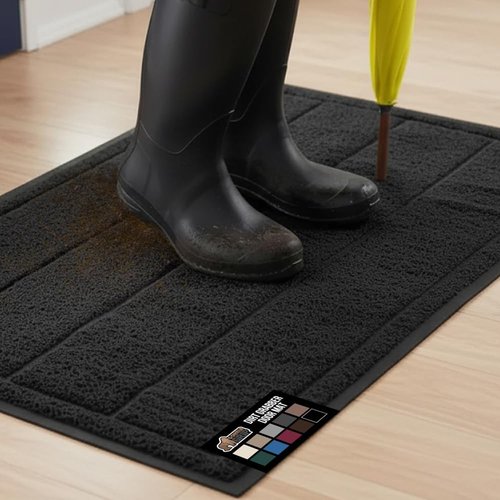 GORILLA GRIP Dirt Grabber Door Mat - Durable Mesh Weave, Low Profile, 35x23, Black | High Traffic Mud Scraper