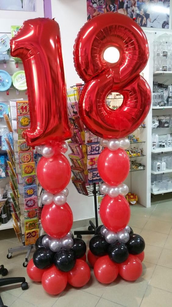 Red 8 Balloon - 40 Inch Number Balloon for Birthday Celebrations | Perfect for 8th Party Decor