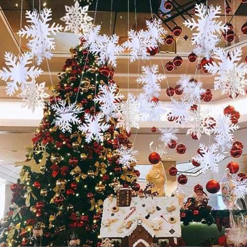 12PCS 3D Snowflake Ornaments for Christmas Tree Decor