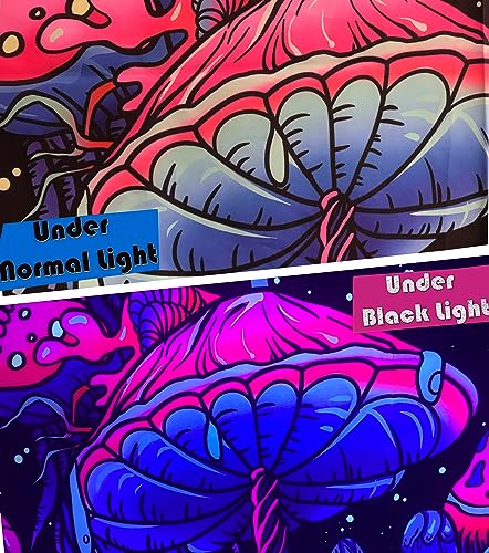 TUGCAY 30x40 Blacklight Mushroom Tapestry UV Reactive Wall Hanging for Bedroom Dorm Decor