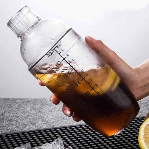 FEOOWV Cocktail Shaker - Transparent Hand Drink Mixer for Boba Tea | 24 oz (700cc) Capacity