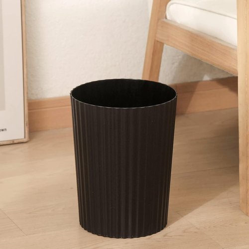 JiatuA Small Trash Can - Round Plastic Wastebasket for Bathroom, Kitchen, and Home Office - Black