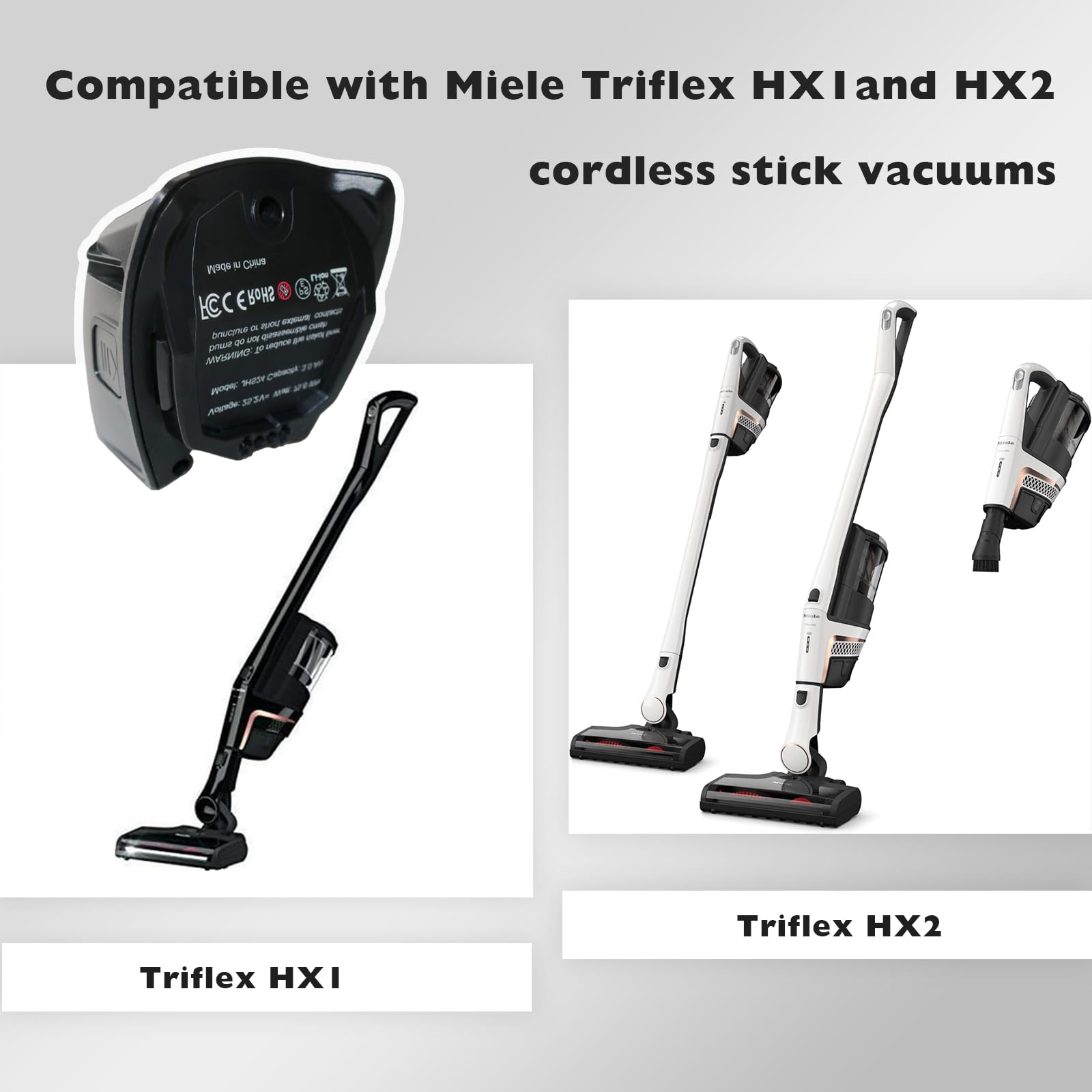 YCFSERMYO 3000mAh Battery Replacement Battery Compatible with Miele Triflex HX1 and HX2 Cordless Vacuum Cleaners