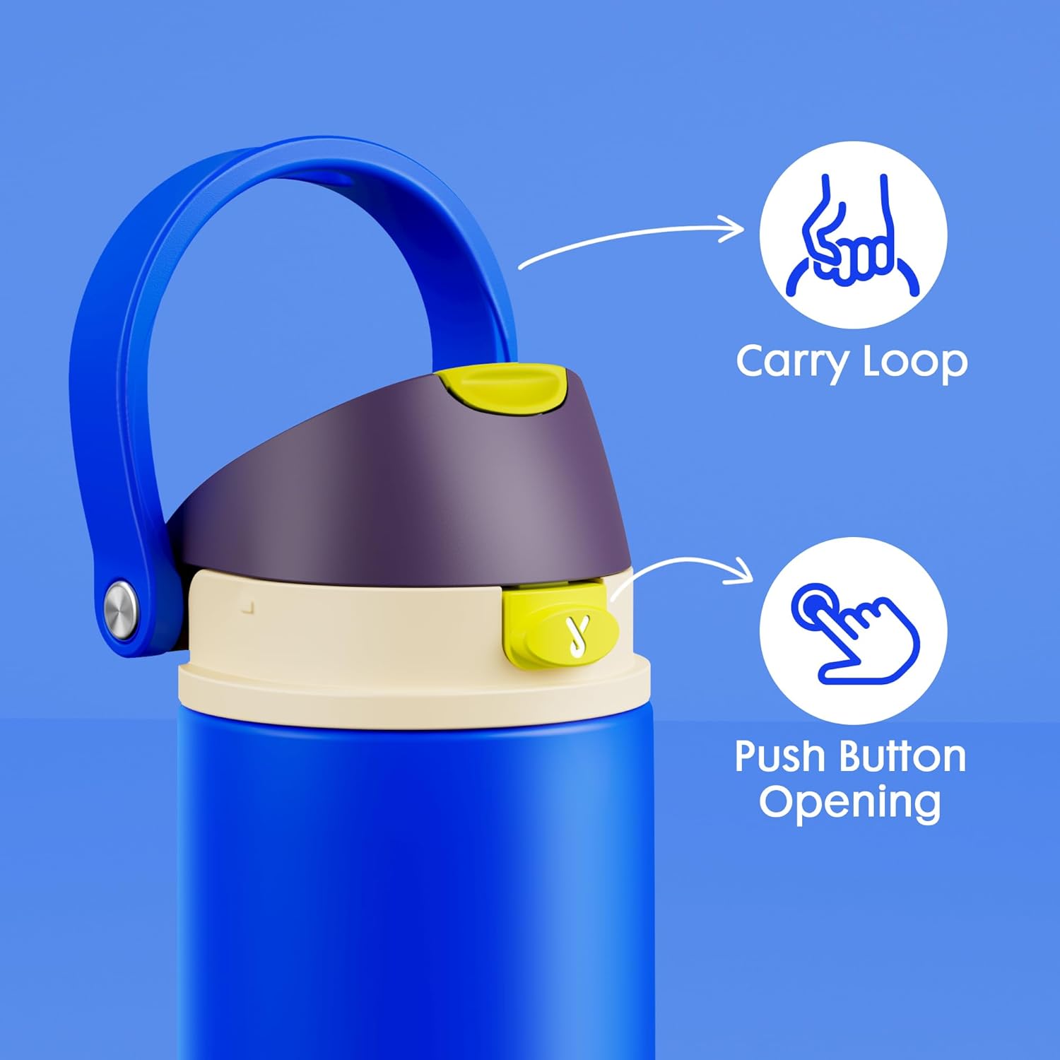 Meoky Stainless Steel Water Bottle - 18 oz Insulated Kids Bottle with 2-in-1 Straw & Spout Lid | Leak Proof, BPA-Free, Celestial Sphere