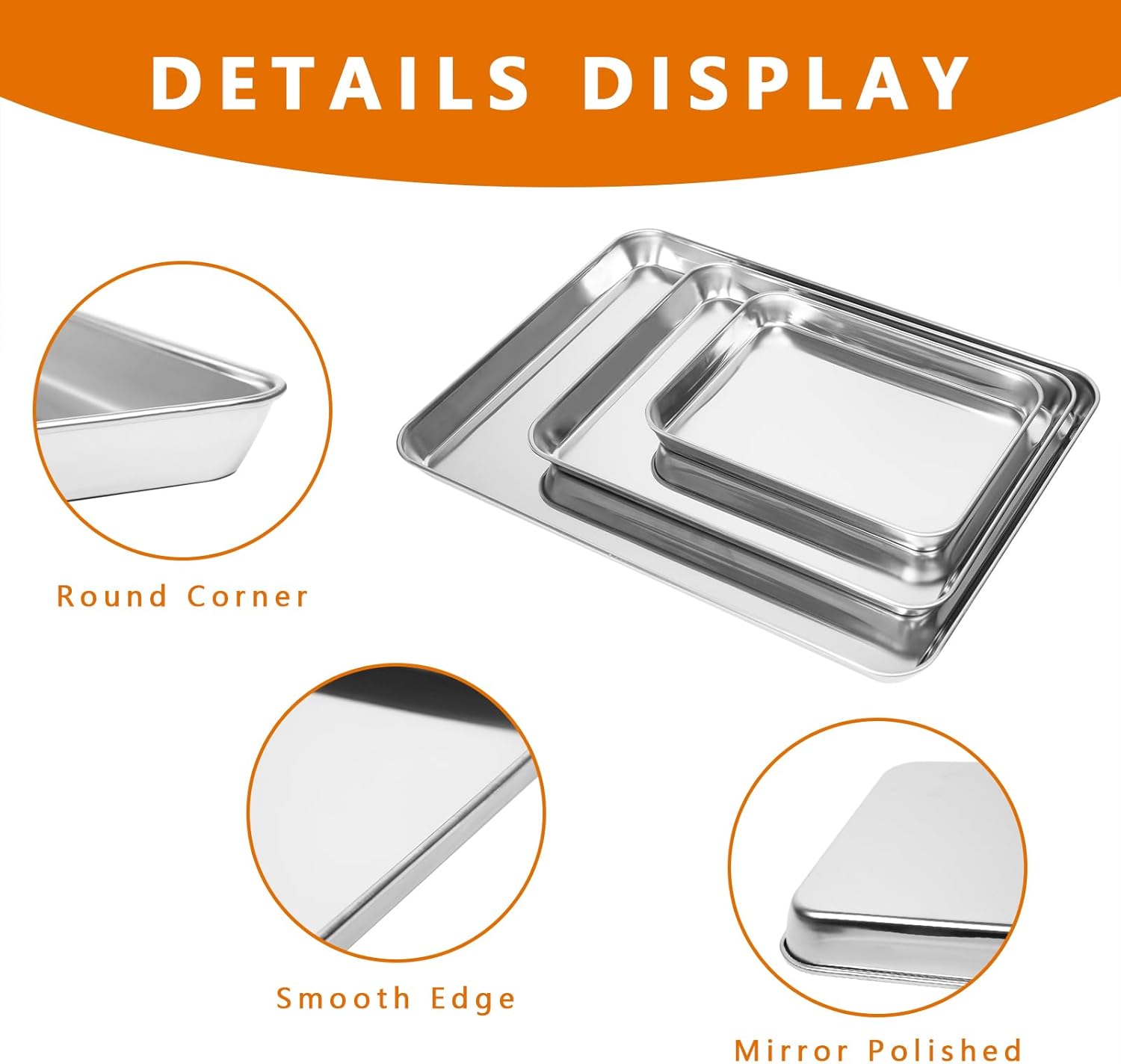 Stainless Steel Baking Sheets by [Brand Name] - Non-Stick, Warp-Resistant & Dishwasher Safe | 9/12/16 Inch Set