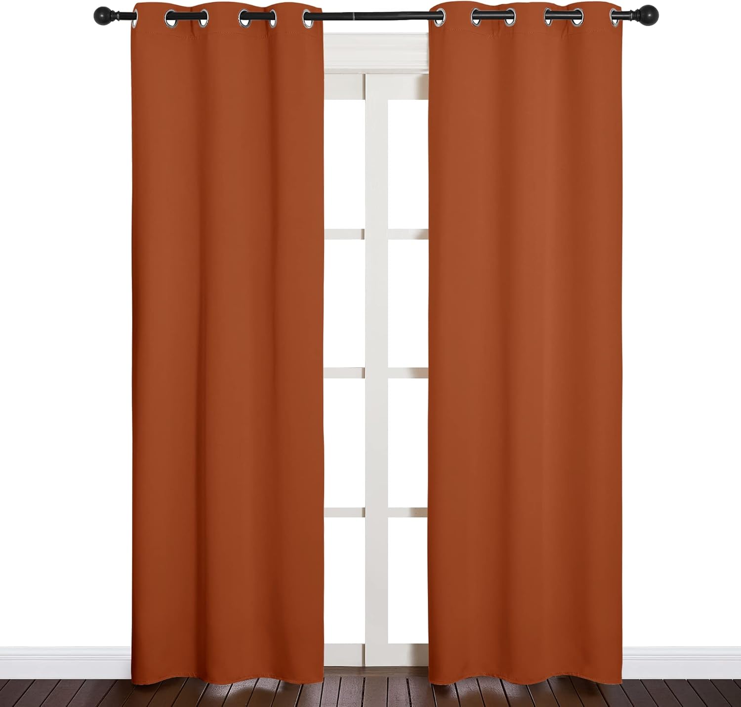 NICETOWN Blackout Draperies - Thermal Insulated Curtains for Girls Room | Burnt Orange, 34 x 84 Inches