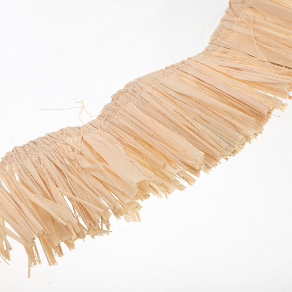 Skiennix Natural Raffia Fringe Trim - Handmade Straw Tassels for Boho Decor | DIY Wall Hanging