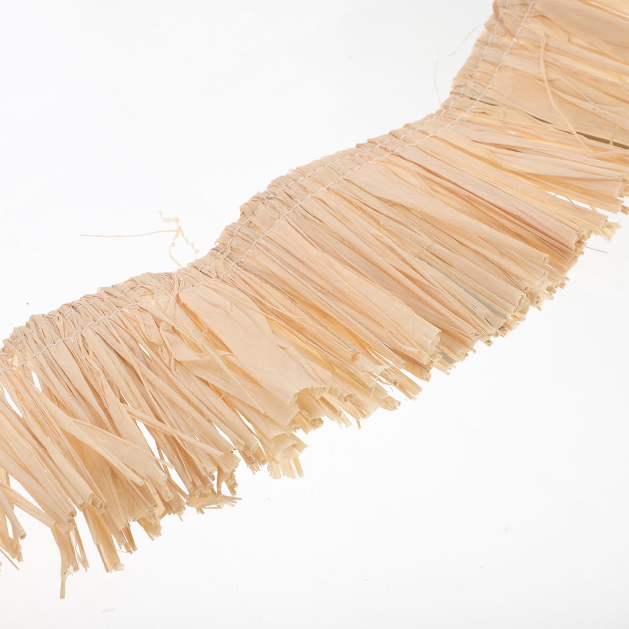 Skiennix Natural Raffia Fringe Trim - Handmade Straw Tassels for Boho Decor | DIY Wall Hanging