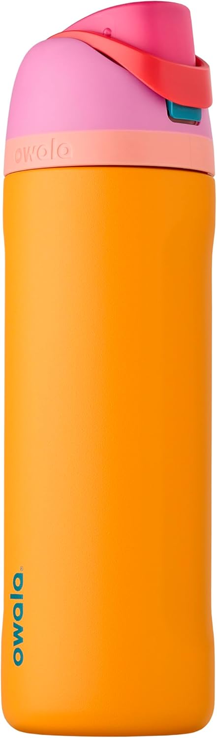 Owala FreeSip Insulated Stainless Steel Water Bottle - 24 oz BPA-Free | Tropical Design for Sports & Travel
