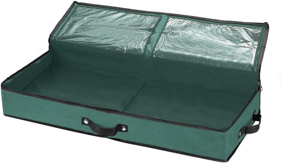 Primode Wrapping Paper Storage Container - Under Bed Organizer for 30-Inch Rolls | 31”x13.5”x4.5” | Durable 600D Oxford Material with Pockets for Ribbons and Bows (Green)