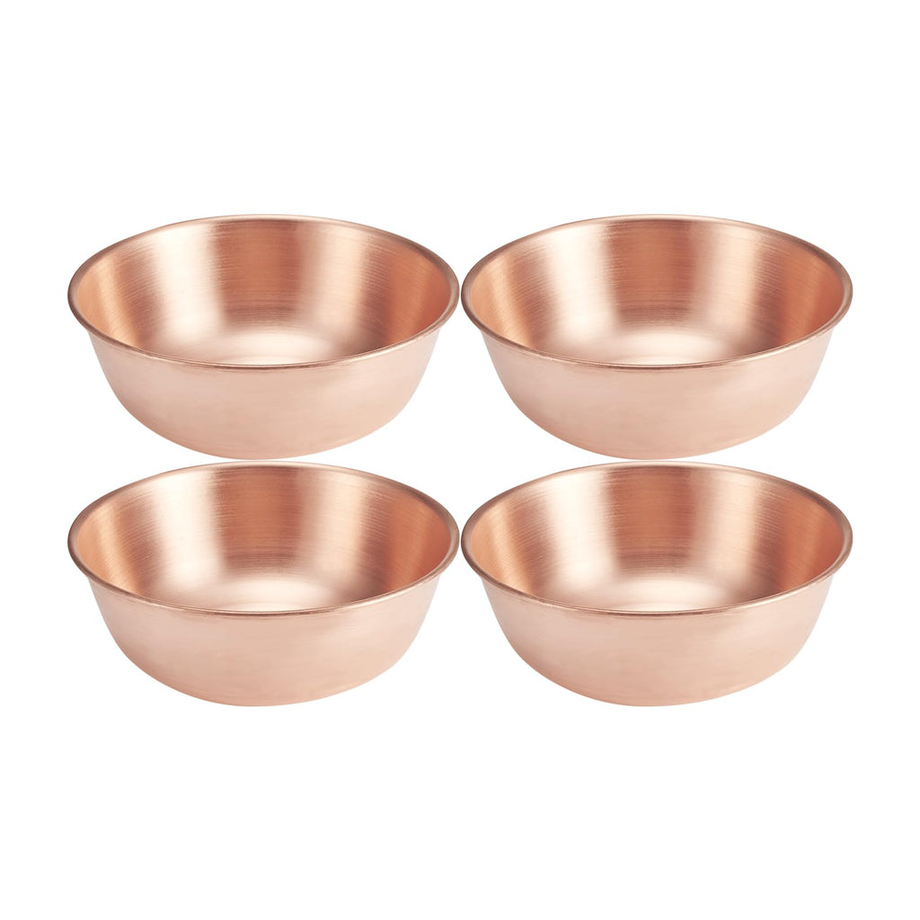 Purecopper-Medium 5.11'' Round Solid Copper Bowl - Handmade Decorative and Serving Bowls, Bowls for Food, Decoration, Condiments, Salt and Spices (4)