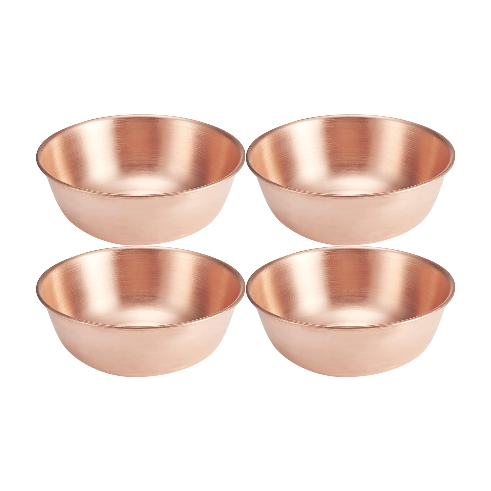 Purecopper-Medium 5.11'' Round Solid Copper Bowl - Handmade Decorative and Serving Bowls, Bowls for Food, Decoration, Condiments, Salt and Spices (4)