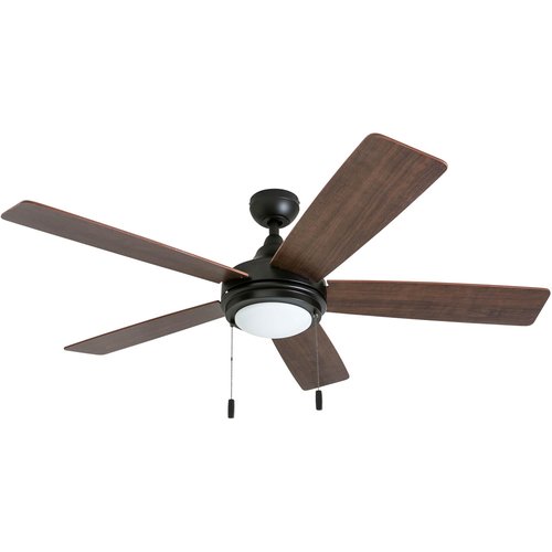 Honeywell Ceiling Fans Ventnor, 52 Inch Modern Farmhouse Indoor LED Ceiling Fan with Light, Pull Chain, Three Mounting Options, Dual Finish Blades, Reversible Motor - 50607-01 (Bronze)