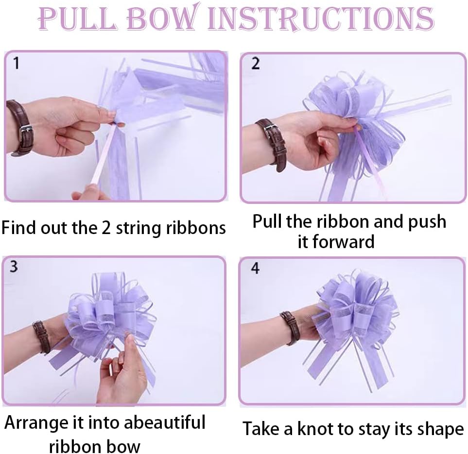 Skiennix Pull Bows - Sky Blue Gift Bows for Party & Wedding Decorations | 6 Inches, Set of 6