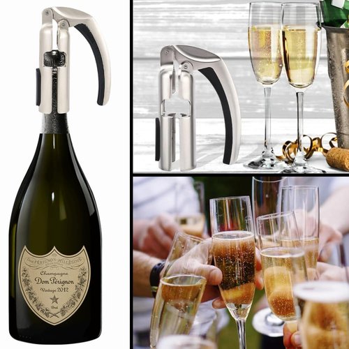 Imbibe & Indulge - Champagne Opener Tool - Zinc Alloy Champagne Opener with Non-Slip Handle and Easy Lever-Action - Champagne Accessories, Champagne Bottle Opener, Sparkling Wine Accessories Metal