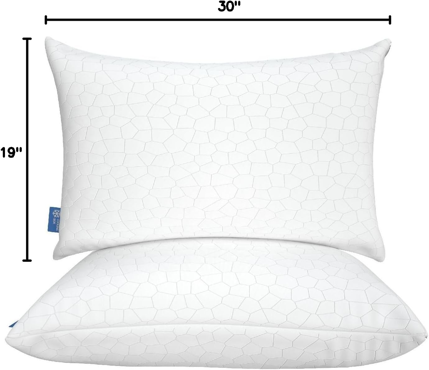 QUTOOL Cooling Pillow - CertiPUR-US Shredded Memory Foam | Adjustable Firmness for All Sleep Positions - Set of 2, White