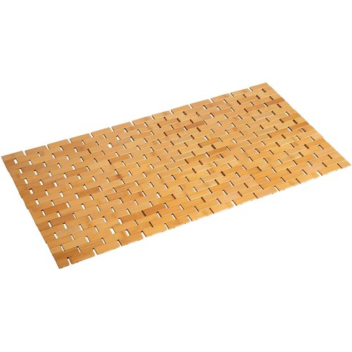 Fovlaurs Bath Mat Bathroom Runner Long Large Rugs Floor Wood Shower Bathtub Waterproof Non Slip Accessories 16x34 Inch Easy to Clean, Natural, 1 pc