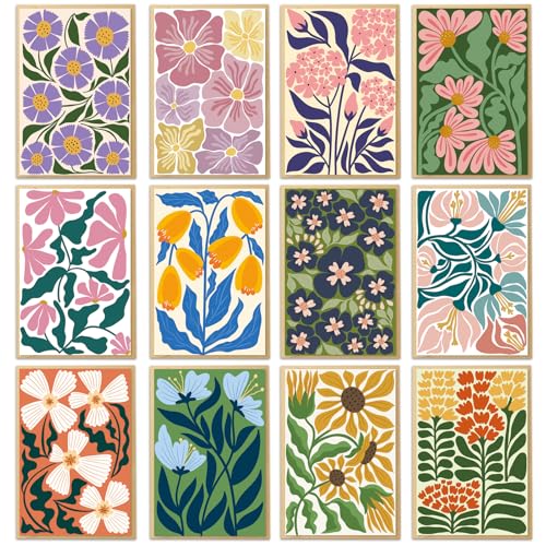 24-Pack Floral Greeting Cards Set with Envelopes & Stickers, 4x6 Inch