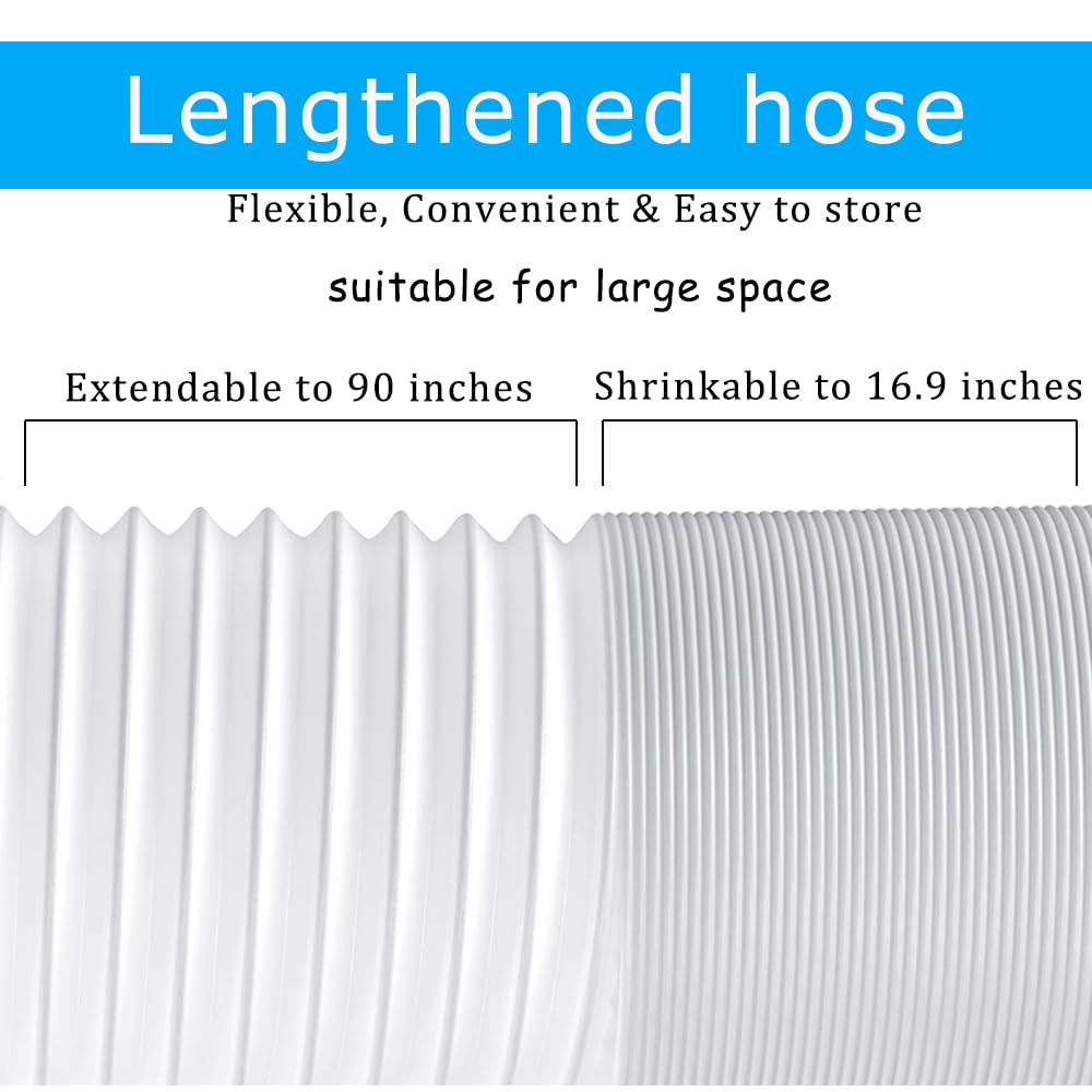 SunDiao Portable Air Conditioner Hose, Portable Exhaust Vent Hose with 5.9 Inch Diameter, Anti-Clockwise Thread, 90 Inch Length
