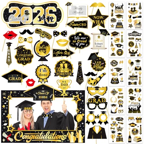 Class of 2026 Graduation Photo Booth Props Set - 30 Pcs