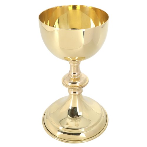 Needzo Brass Chalice, Goblet for Communion and Religious Ceremonies, Catholic Church Supplies, 6 Inches by 3.75 Inches
