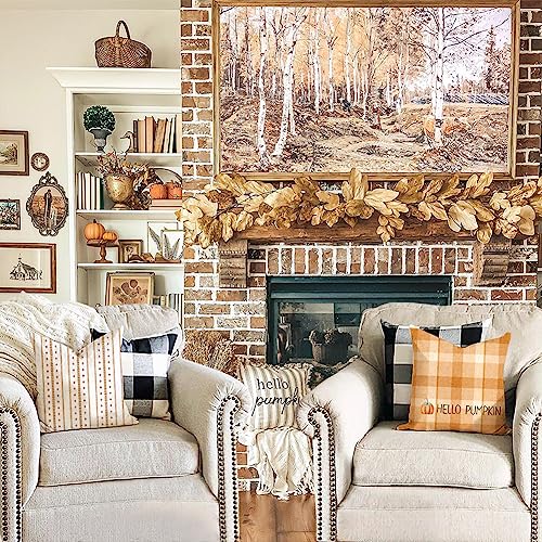 Farmhouse Fall Throw Pillow Covers Set of 4 - 18x18 Inch Pumpkin Design